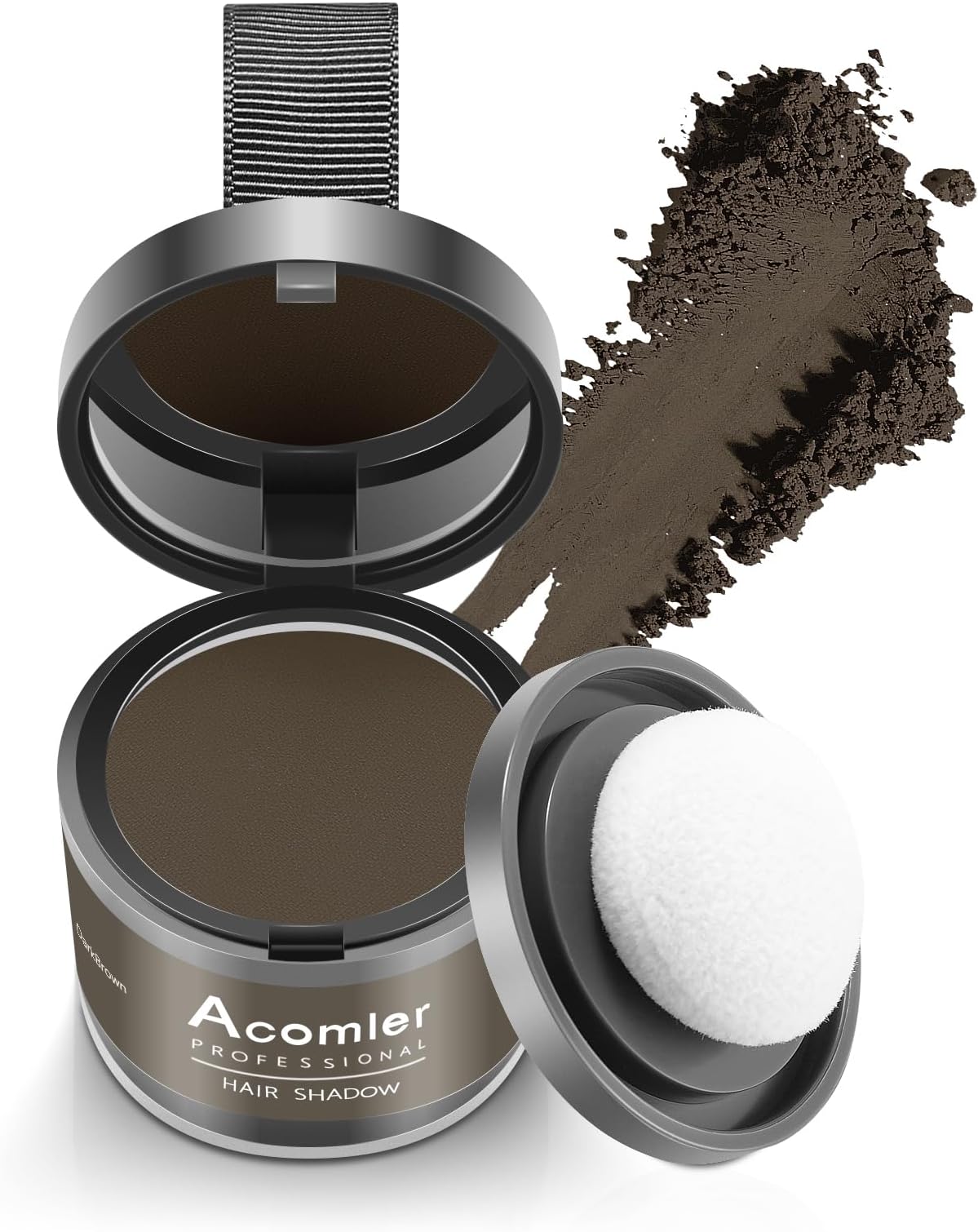 Acomler Instantly Root Cover Up Hairline Shadow Powder, Root Touch Up Hair Powder, Dark Brown for Hair Slimming Powder Grey Cover for Women Eyebrows, Beard Line