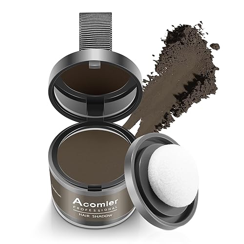 Miniatura 9 de Acomler Polvo de retoque de raíz, marrón oscuro (gris) para cabello delgado, cobertura de canas, sombra de línea de cabello, cejas, línea de barba y