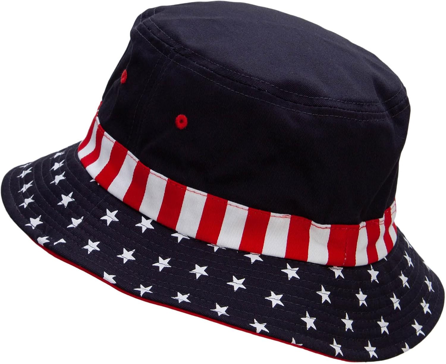 e4Hats.com Flag Color Pinwheel Embroidered USA Flag Bucket Hat