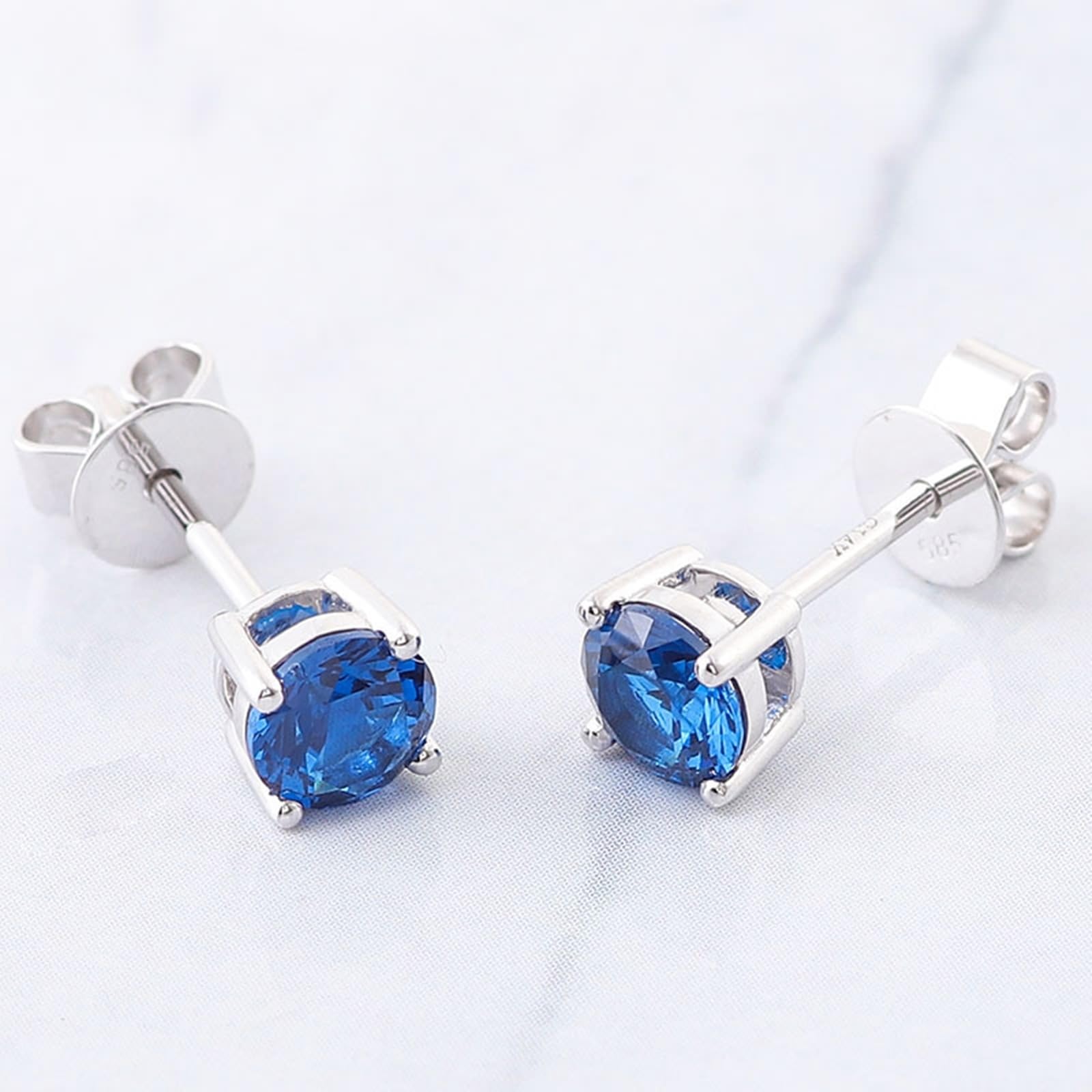 Epinki Weiß Gold 18 Karat 750 Ohrstecker Echter Schmuck, Klassiker Ohrstecker Weihnachten mit Labor Erstellt Saphir Blau 2ct, 18K Gold Ohrringe Hängend