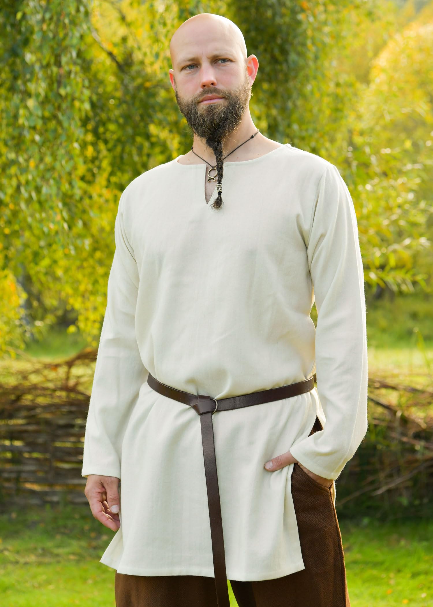 Battle-Merchant Wikinger Tunika Bjane aus Wolle, Herren | Langarm, schlichtes Mittelalter Hemd, für Reenactment, LARP & Fantasy Cosplay
