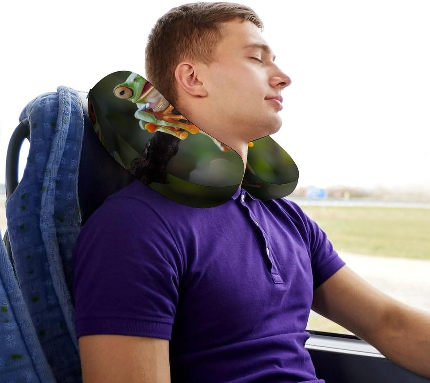 Tree Frog, Flying Frog Travel Pillow U Shape Neck Pillow Washable Pillowcase for Sleeping Chair