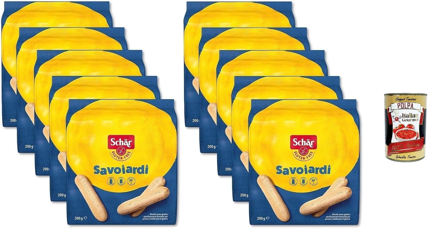 Italian Gourmet Schär Italian Gourmet Savoiardi biscotti senza glutine | Dolci leggeri per tiramisù, assorbono caffè; glutenfreie Backzutat, einzeln, Gesamtnettogewicht 2 kg + Kostenlos Polpa 400g