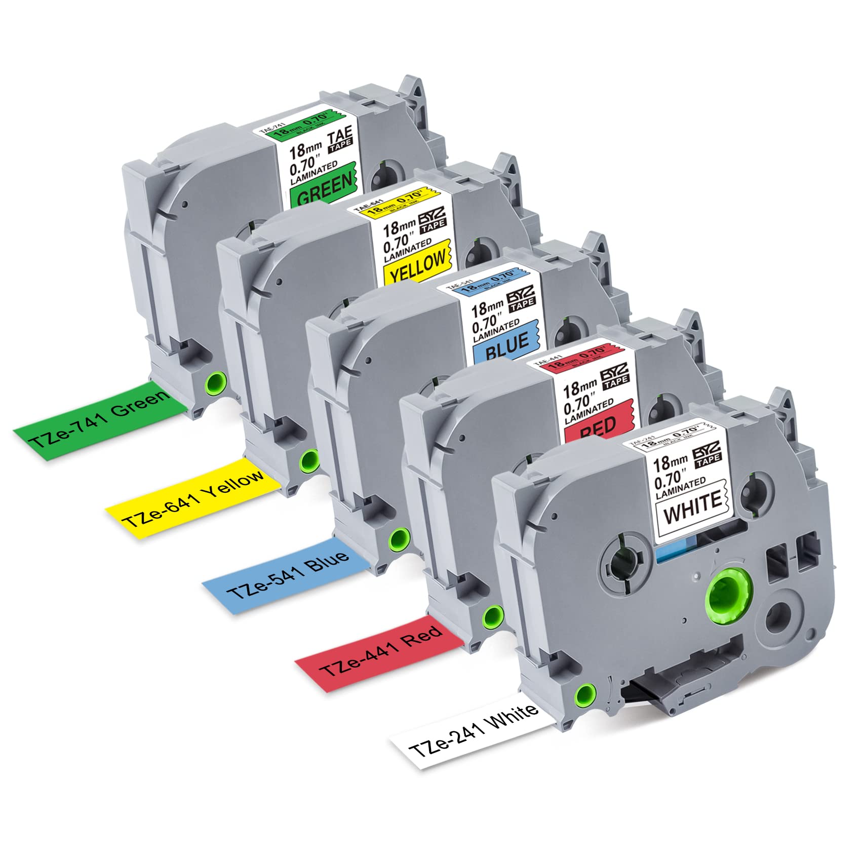 BOYEEZON5Pack PTD400 Refills 18mm 0.7 Colored Label Maker Tape Compatible for Brother P Touch 3/4 Inch Label Maker Refills Tape TZe-241 441 541 641 741 for Ptouch D400 D600 1880, 26.2 feet(8m)