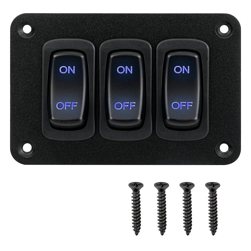 Painel de interruptores basculantes 3 vias ULITECO 12 V com 5 pinos – 1 unidade