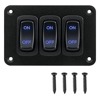 Rocker Switch Panel, 3 Gang Toggle Switch Panel 12V, Wateroproof 5Pins Boat On-Off Switch, Automotive Replacement Toggle Switches, Marine Light Switch for Marine Boats ATVs Trailers 1PCS