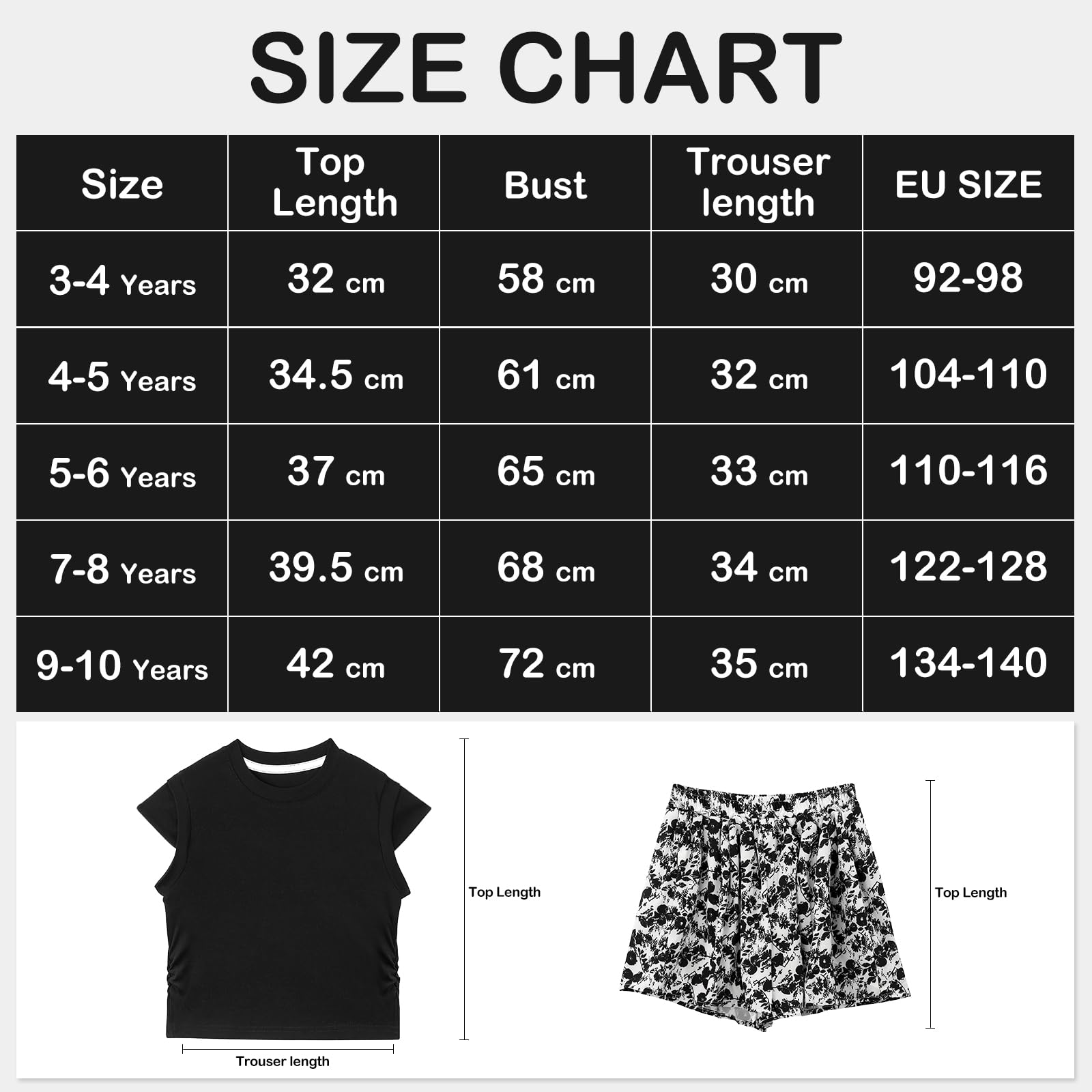 KAKU NANU Ensembles Filles D'été Couleur Unie T-shirt Short 2 Pièces Filles 3-10 Ans