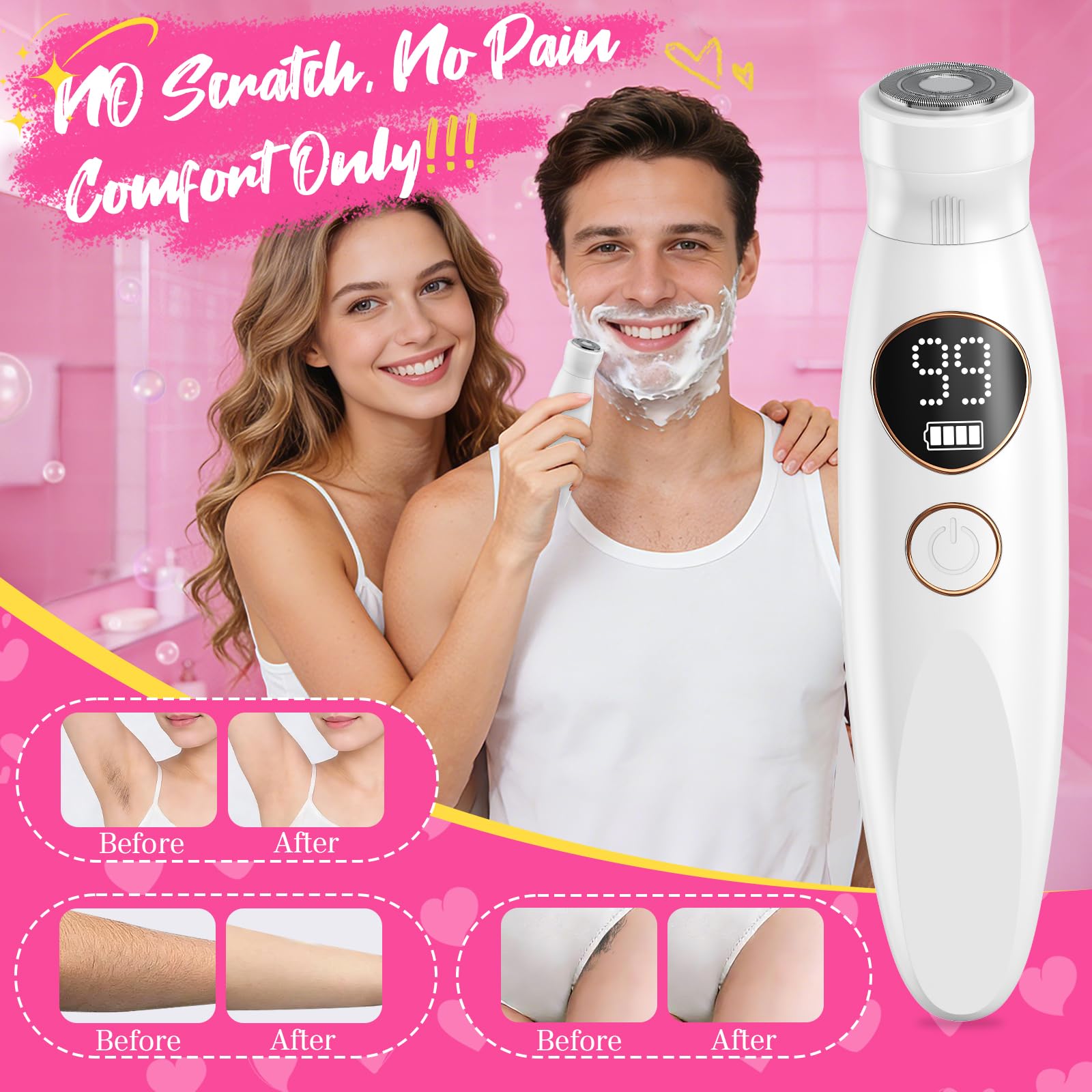 Rasoio da donna 5 in 1, rasoio elettrico da donna, a umido e a secco, impermeabile, con stazione di ricarica, per gambe, braccia, ascelle e trattamento del viso, rasoio intimo da donna