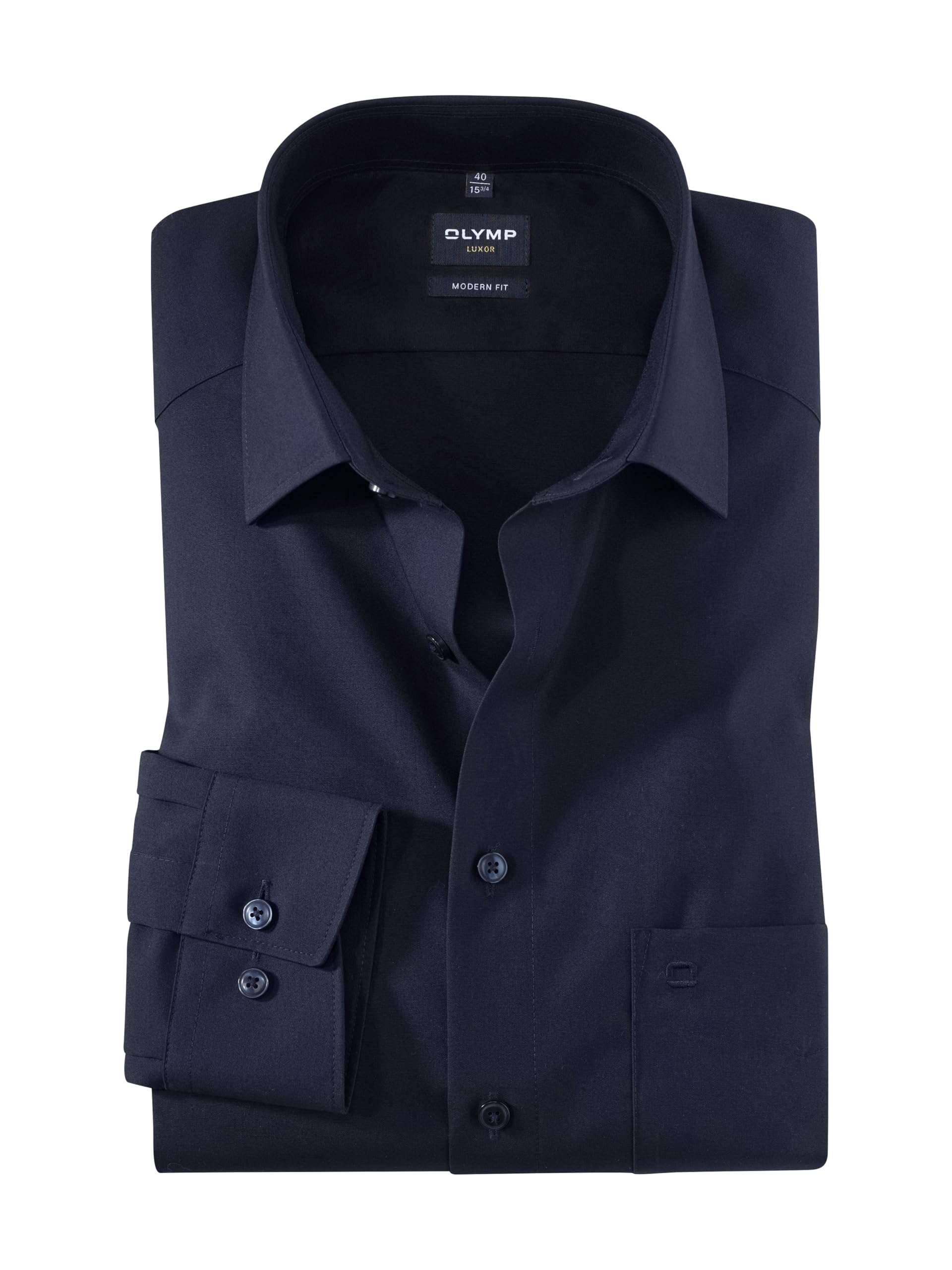 Olymp Men Shirt Long Sleeve Luxor,Plain,Regular Fit,Classic,Kobalt 08,44