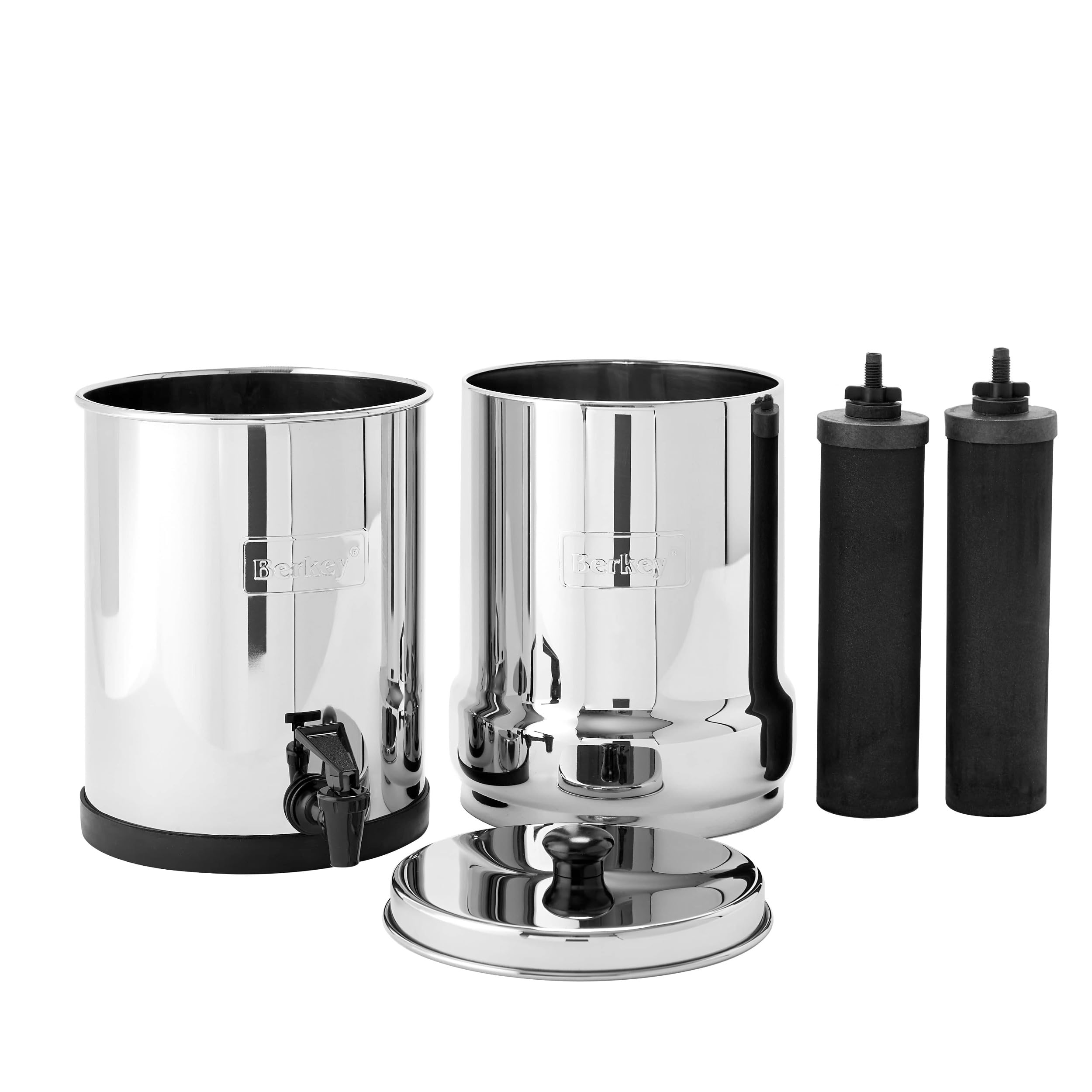 Berkey Système de Filtration d'Eau par Gravité 5.6L inox AISI 304 avec 2 Éléments Black Berkey