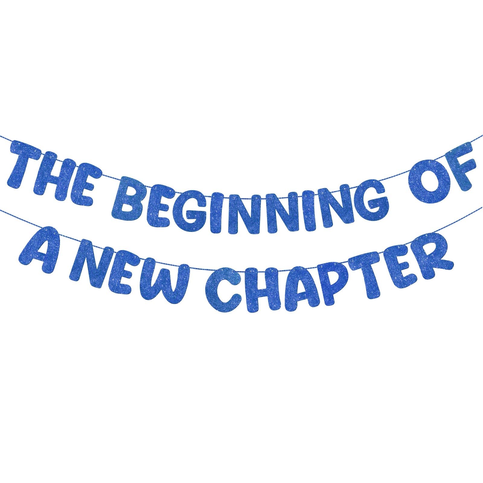 Fulmoon Pre Strung the Beginning of a New Chapter Banner, Glitter Graduation Party Decorations, Happy Retirement Supplies, Going Away Farewell New