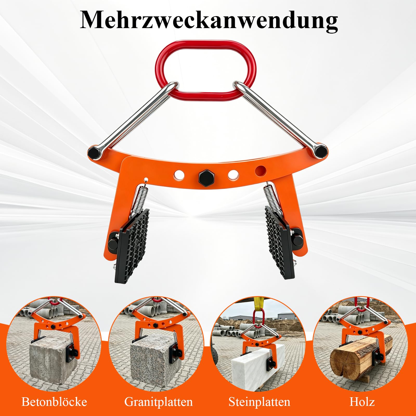280 kg Versetzzange Bordsteinzange, Steinheber Steingreifer Bordsteinzange Hebezange Zum Anheben und Transportieren Verstellbare Öffnung 8-30 CM, Verdickte Stahlplatte
