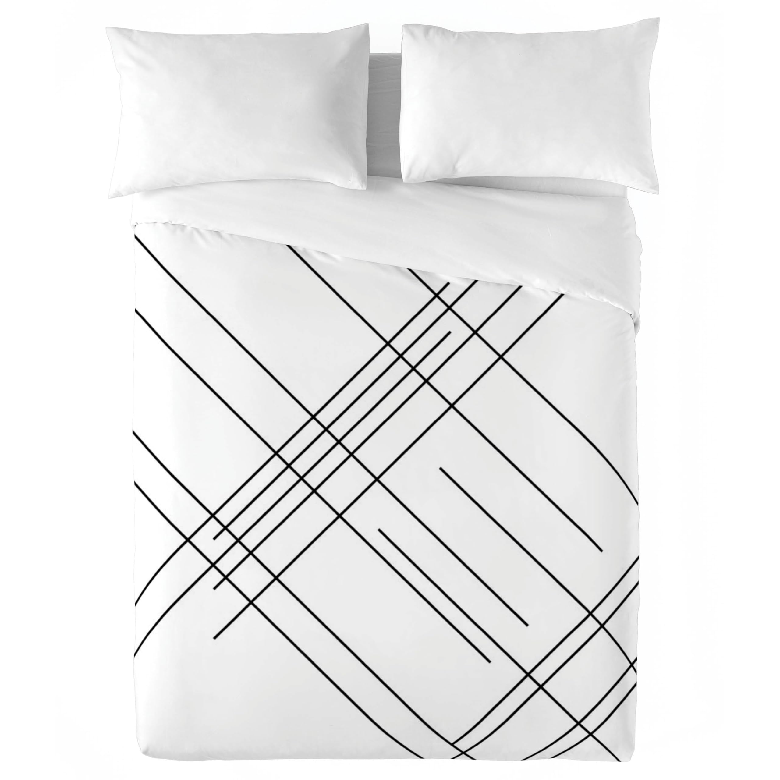 NATURALS - Funda Nórdica Estampada 100% Algodón Natural - Cama 150 - Incluye 2 Fundas de Almohada 45x90 cm, Tacto Suave, Certificado OEKOTEX - Colección 2024/2025 (Line, 240x220 cm)