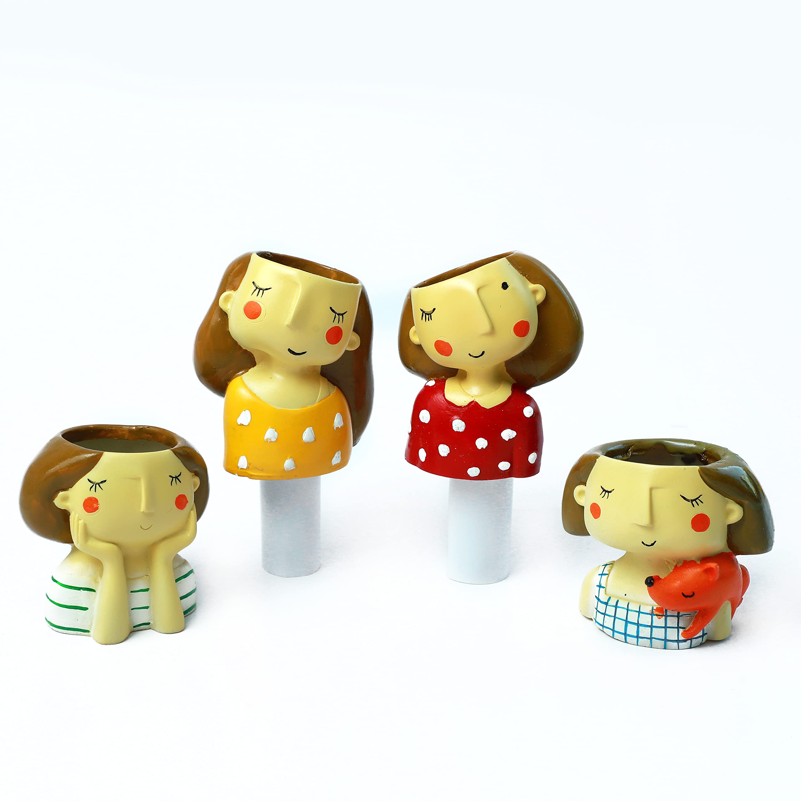 Mehras Life Style Combo Pack of 4 pcs Dreaming Yellow Girl Design,Heart Girl,Thinking Girl, Imported Resin Pots, Multicolour, Standard (MLS_pot231) (B09CTGTJDY) Amazon Price History, Amazon Price Tracker