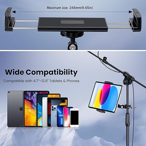 Miniatura 5 de CreaDream Soporte para tableta para soporte de micrófono, soporte de aluminio para micrófono y soporte de música para teléfono y iPad, soporte