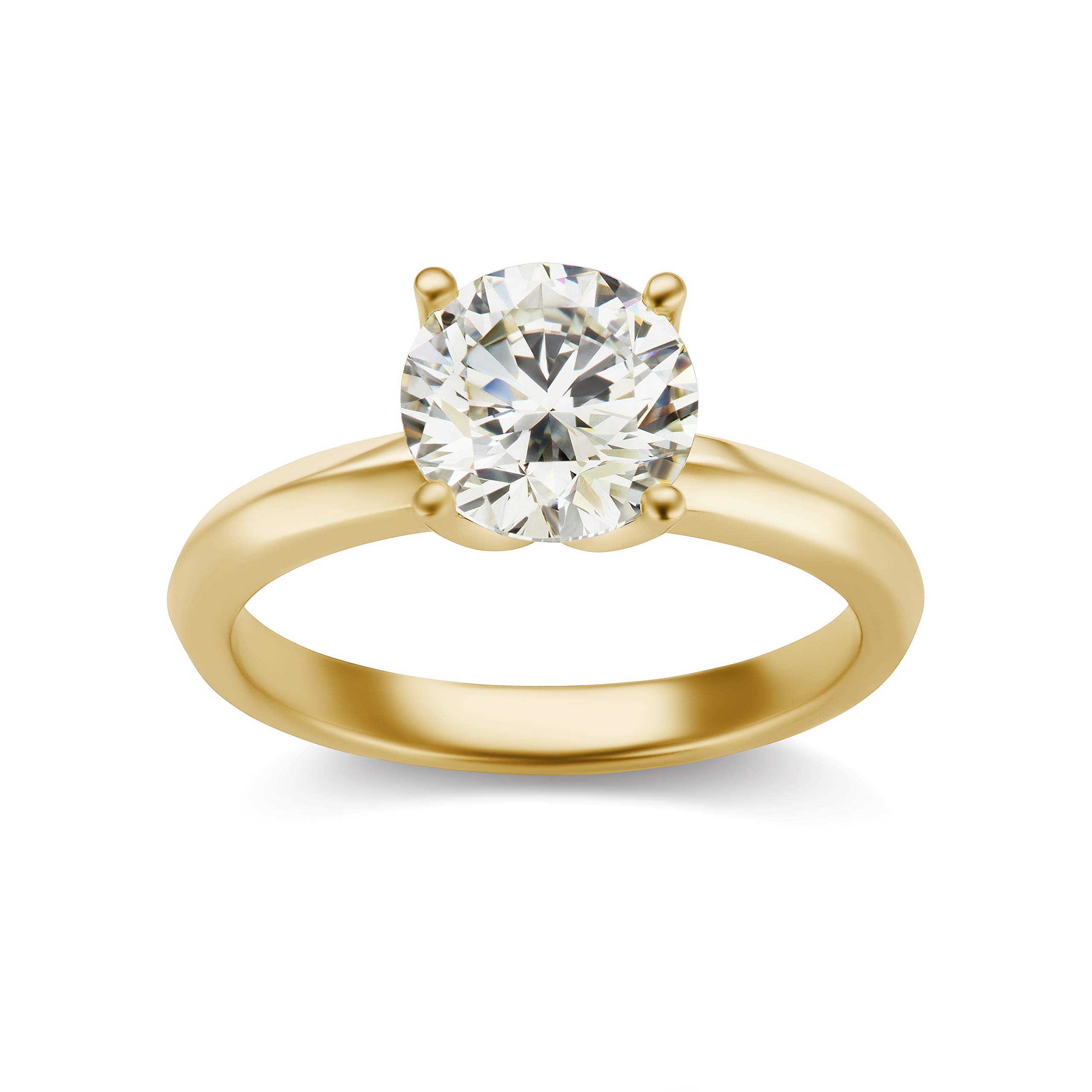 IGI Certified 2.0 Carat Round Brilliant-Cut Lab Created Diamond 14K Gold Classic 4-Prong Solitaire Engagement Ring (G-H Color, VS1-VS2 Clarity) - 14K Yellow Gold, Size 7