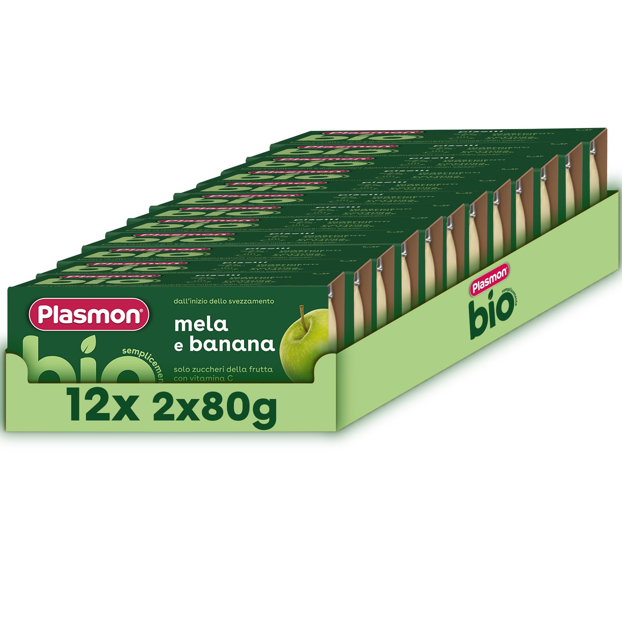 Plasmon BIO Omogeneizzato Banana Mela 2X80g (12 Confezioni)
