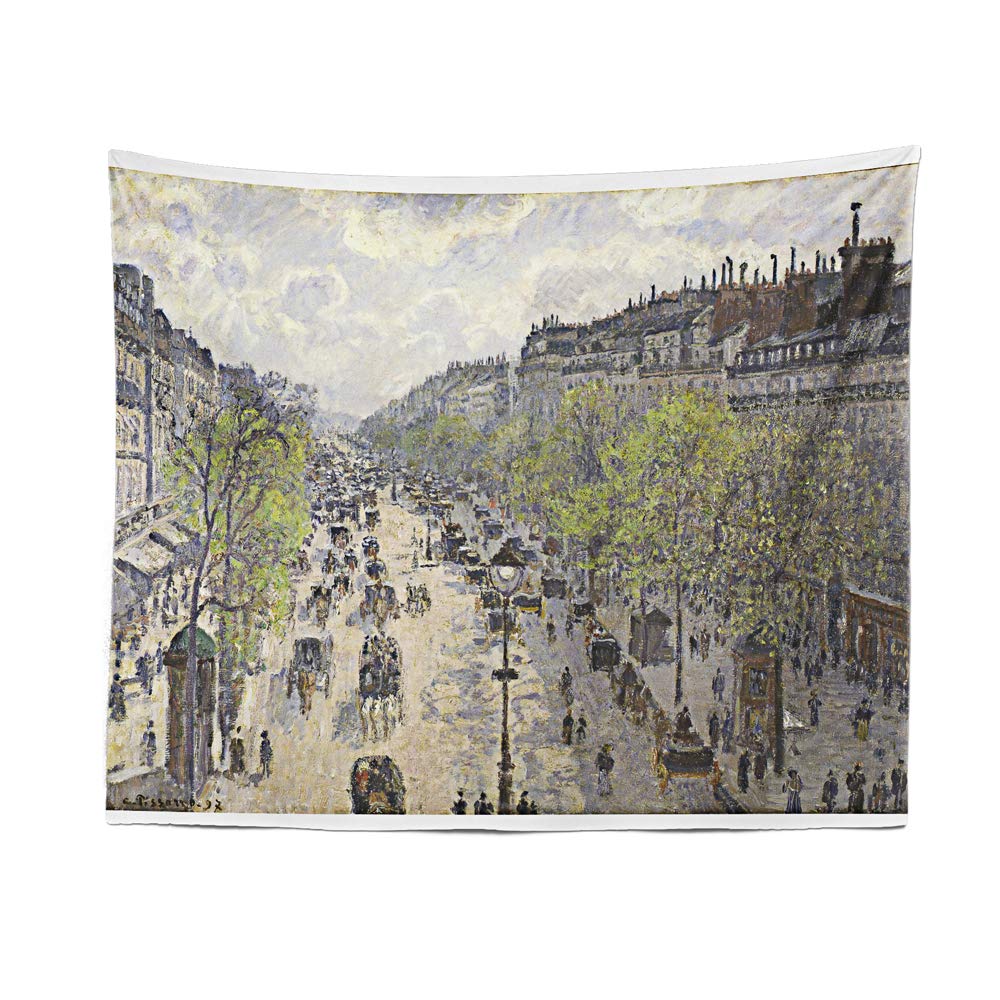 BQEE Camille Pissarro Oil Painting Tapestry Wall Hanging Boho Tapestry Beach Coverlet Curtain (51”x59”, 6)