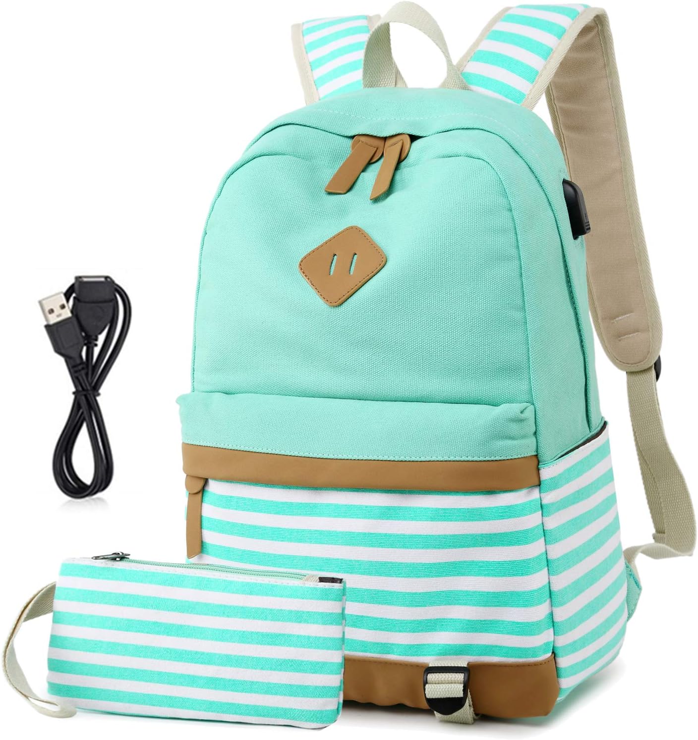 MeisohuaCanvas School Backpack for Girls College Laptop Backpack 15.6 inch Daypack Teen Girls School Backpack with USB Port
