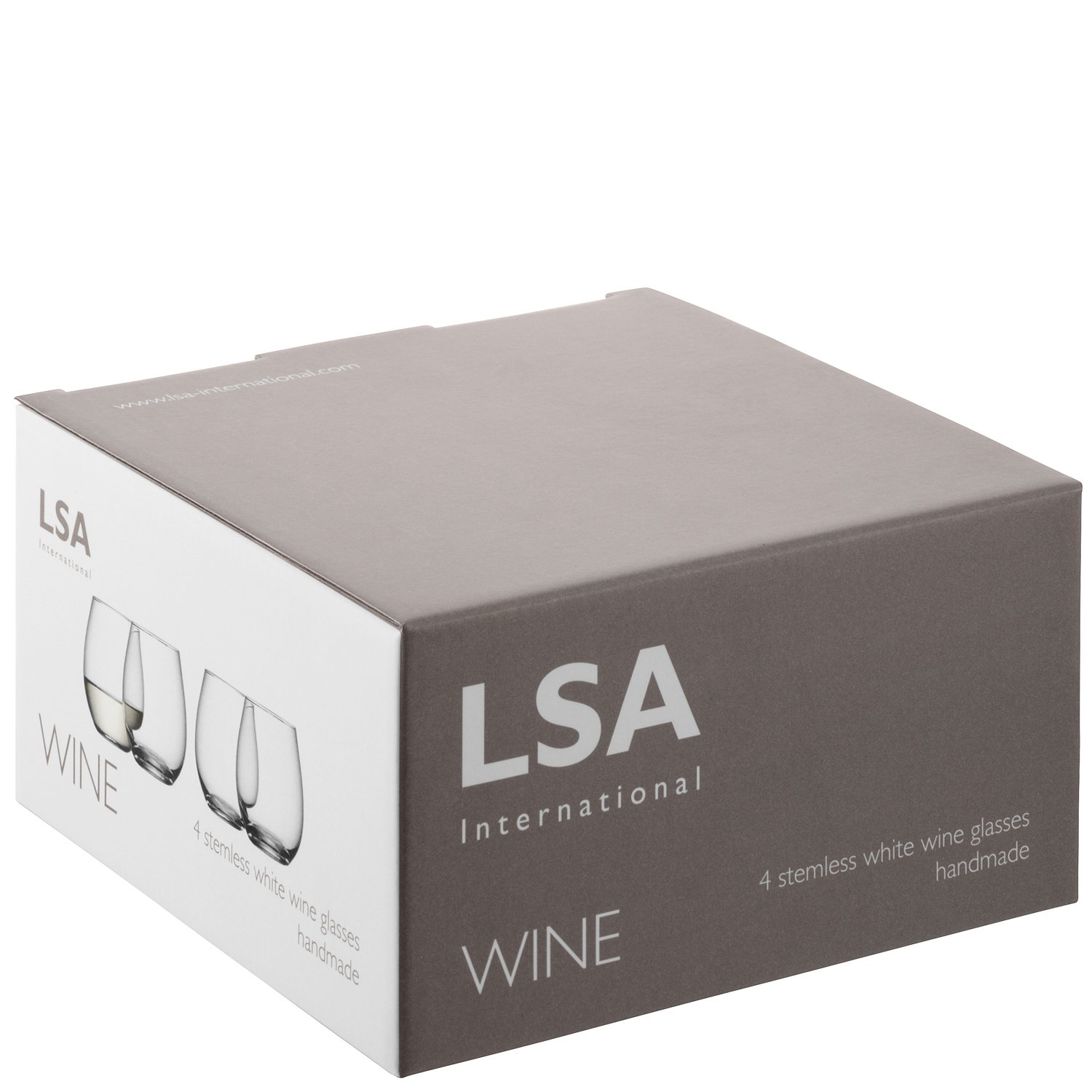 Lsa International Copa de Vidrio para Vino Blanco Sin Tallo, Transparente, 370ml, Paquete de 4, Cristal, 4 Count (Pack of 1)