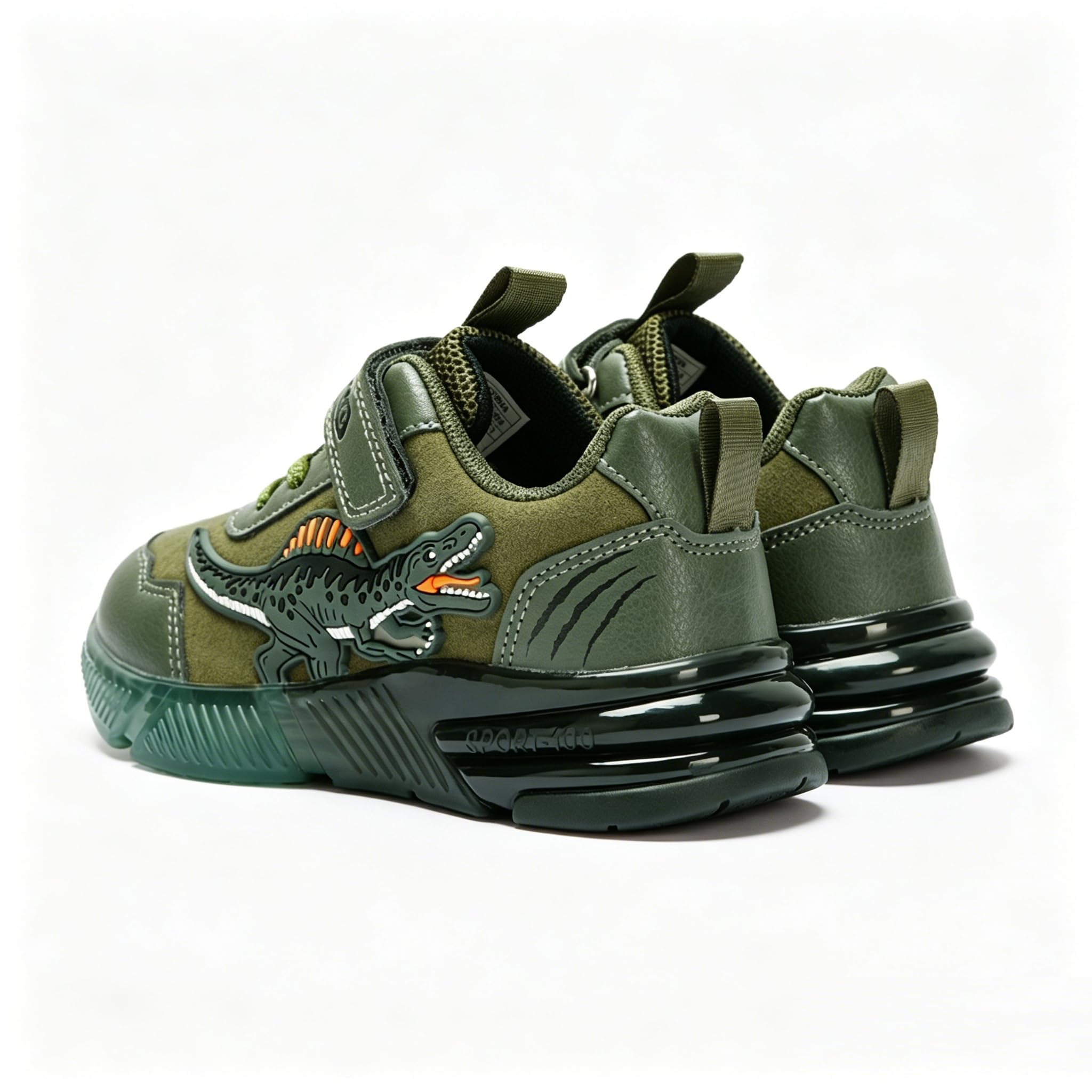 Moda Scarpe Sportive per Bambini e Bambine con Dinosauro Flash per 2-6 Anni, Tomaia in Pelle