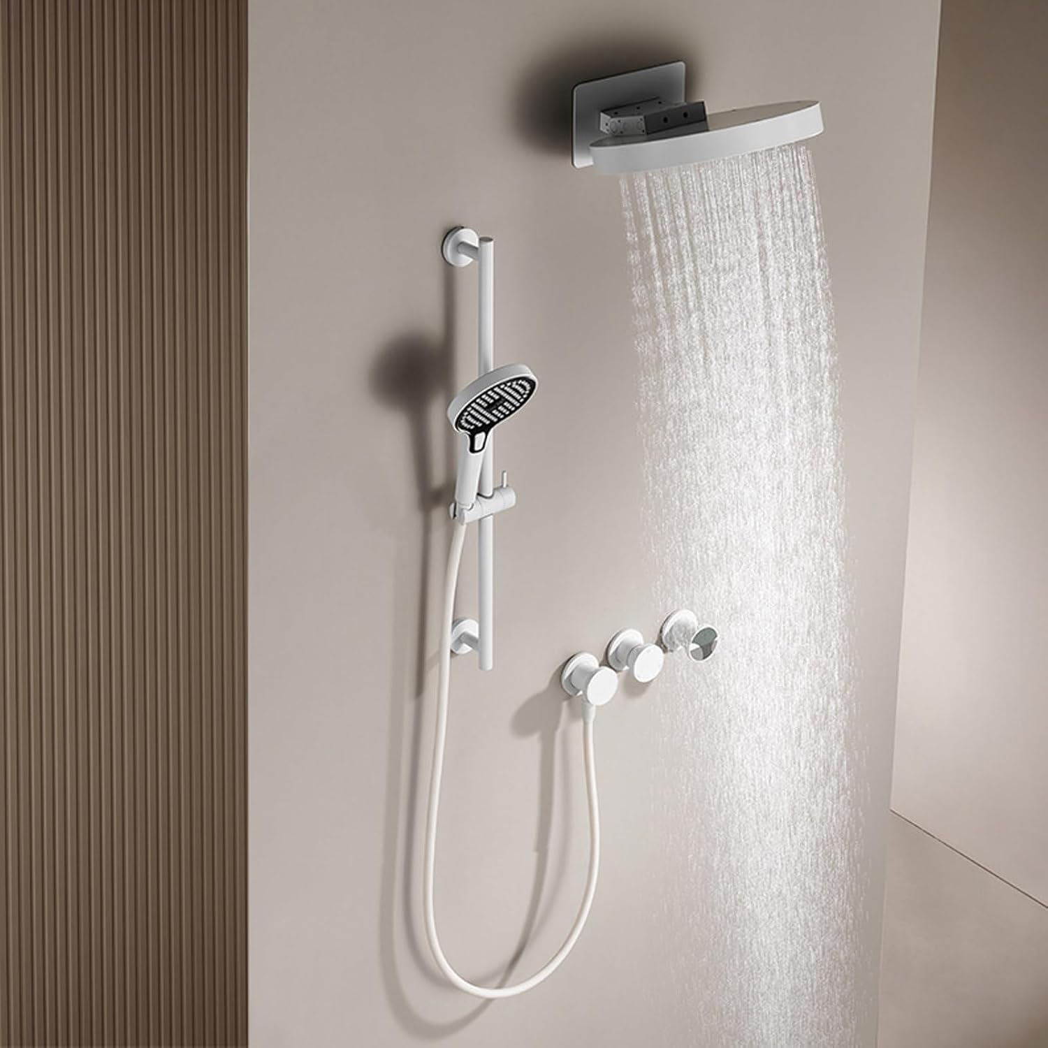 Wall Mounted Shower System, 2 Functions Shower Heads with Handheld Spray Combo, Bathroom Shower Faucet Set, Shower Fixtures, Shower Kit with Valve and Shower Head, Shower Sets for