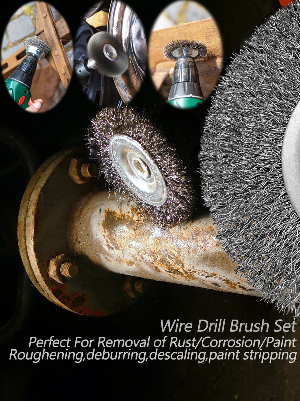 Wire Wheel for Drill Cup Brush Set,0.012-Inch Coarse Crimped Carbon Steel,Die Grinder Wire Brush for Drill,1/4In Hex Shank(12 Pack)