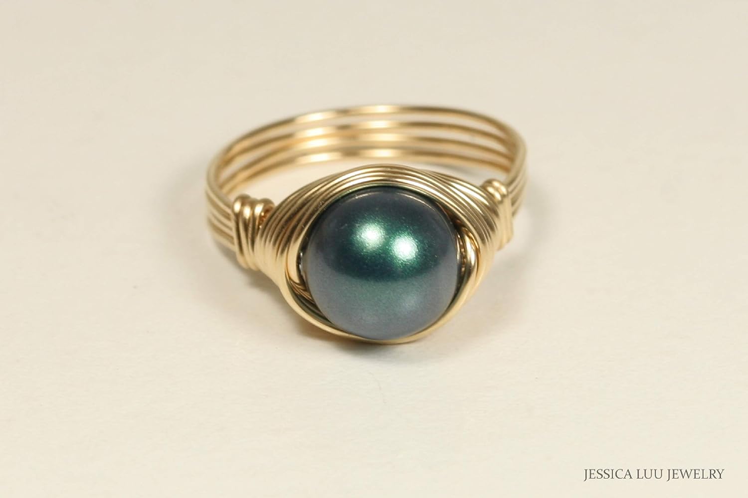 JESSICA LUU JEWELRY Gold Tahitian Pearl Solitaire Ring Handmade