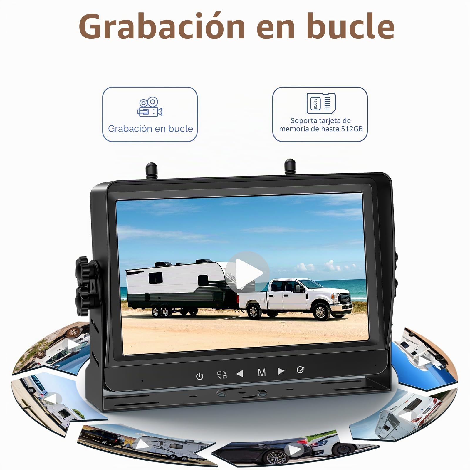 Camara Trasera Coche Inalambrica Solar, Magnética 10000mAh Recargable Batería Cámara Marcha Atras con 1080P 9'' Monitor, Impermeable, Visión Nocturna, para Coche, Camión, Caravana(VS-9A)