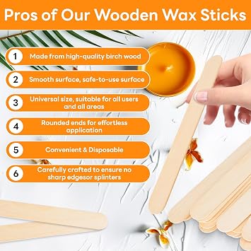 Wax Sticks, 100 Pcs Disposable Wooden Waxing Spatulas, 5.9 Inch Premium Wax Applicator Sticks for for Body, Face, Eyebrow, Lip Removal, Ideal for Warm & Hot Wax