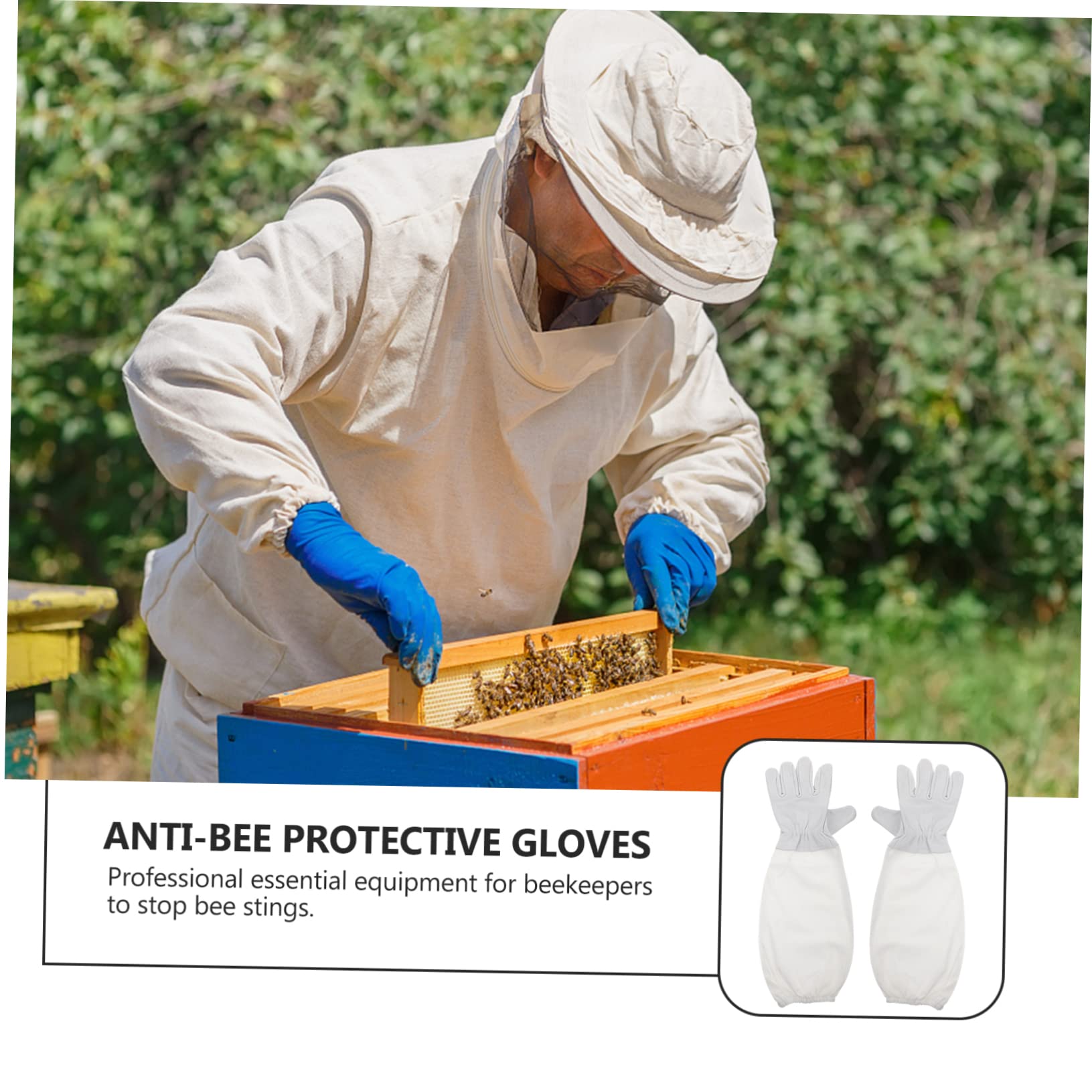 UKCOCO 3 Pares Guantes de Apicultura Resistentes al Guantes Largos de Seguridad para Apicultores Protección Eficaz contra y Abejas Profesional y Duradero