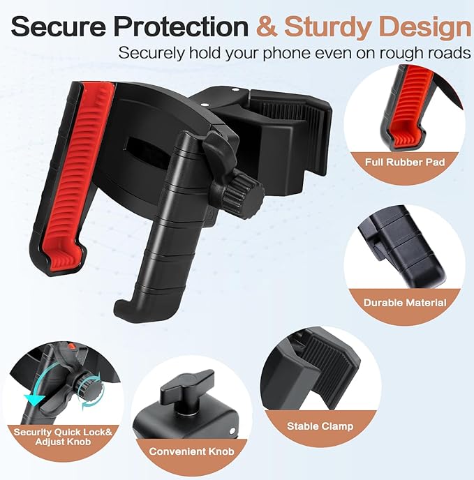 Golf Cart Phone Holder[Big Phones Friendly], Rotatable Universal Phone Mount Holder Compatible with iPhone/Samsung/Pixel and Smartphones, Golf Cart Accessories for EZGO Club Car Yamaha