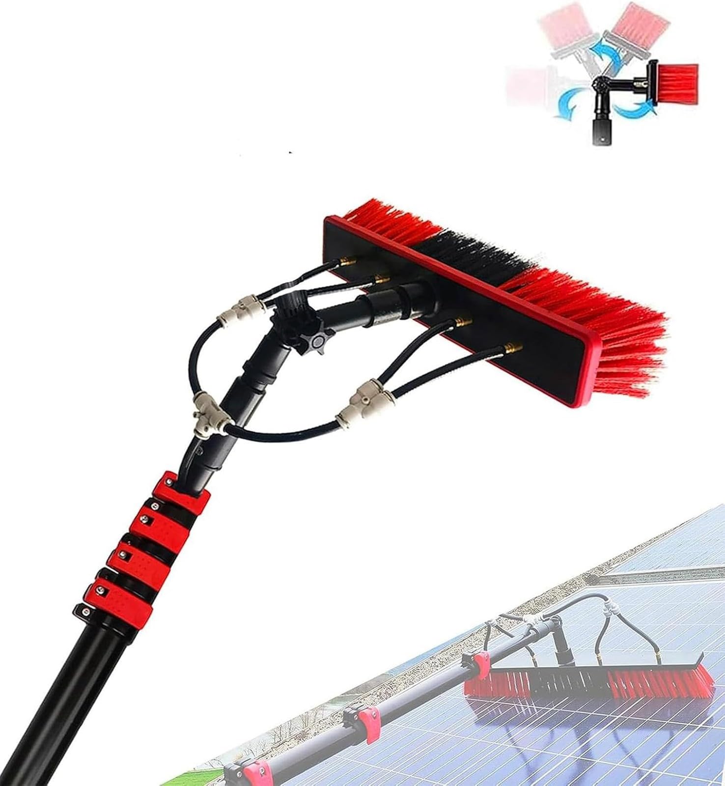 Kit de limpieza de postes de agua para: Teles con cepillo de agua y limpiador en aerosol, perfecto para paneles solares al aire libre y zonas de difícil acceso