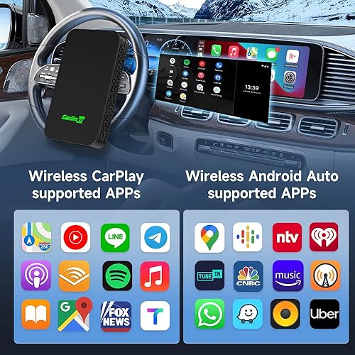 Miniatura 4 de CarlinKit Adaptador inalámbrico CarPlay 5.0, modelo de coche con cable de fábrica, 2026, Plug & Play, conexión automática, actualización OTA, chip