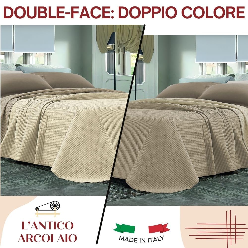 L'ANTICO ARCOLAIO - Copriletto Matrimoniale (80gr/m2) Trapunta Matrimoniale Primaverile, Trapunta Estiva Matrimoniale Leggera Microfibra, Trapuntino Estivo Matrimoniale Double Face 100% Made in Italy