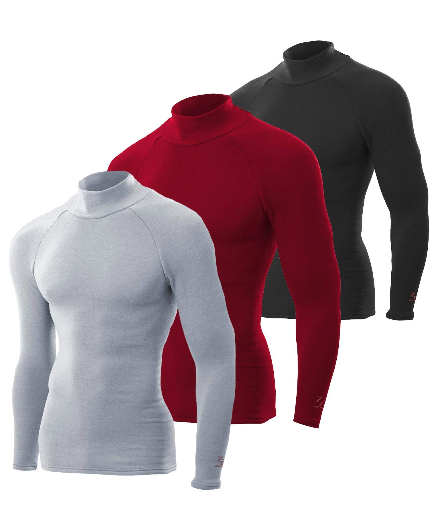 ZEROFIT Mens 2026 Heat Rub Ultimate Mock Neck Baselayer - Grey - XXL