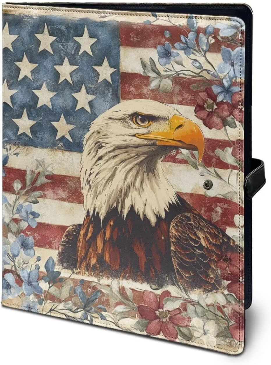 Butterfly Flowers Pattern Women Leather Folder Portfolio Organizer Skulls Business Document Planner Document Case Organizer Paperwork Holder Padded Padfolio for Work
