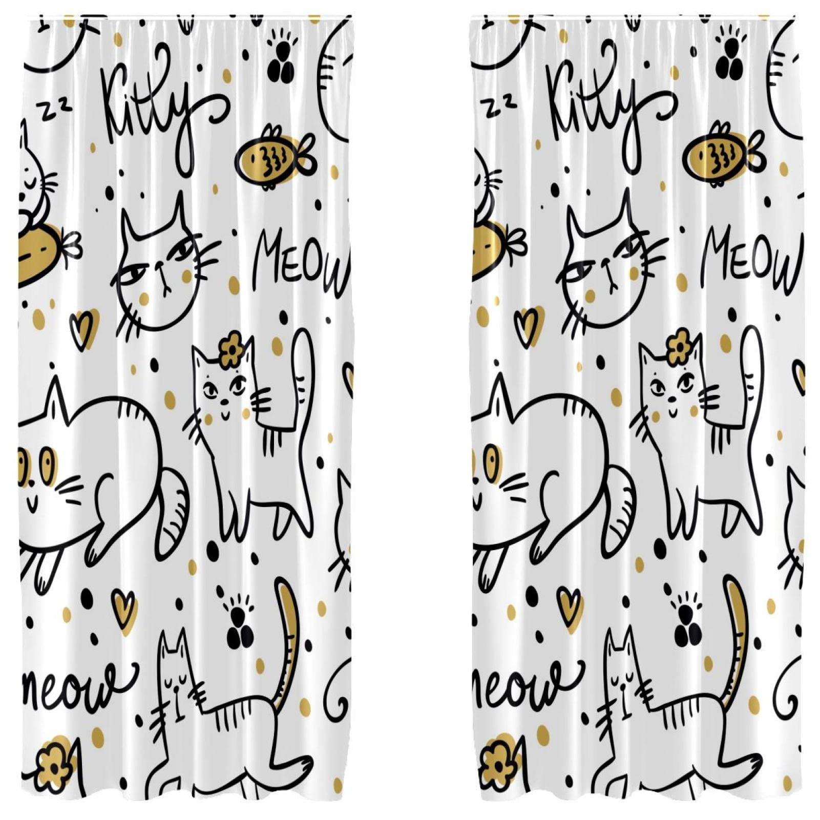 Rideau chat lot de 2 panneaux de 139,7 x 213,4 cm pour fenêtre