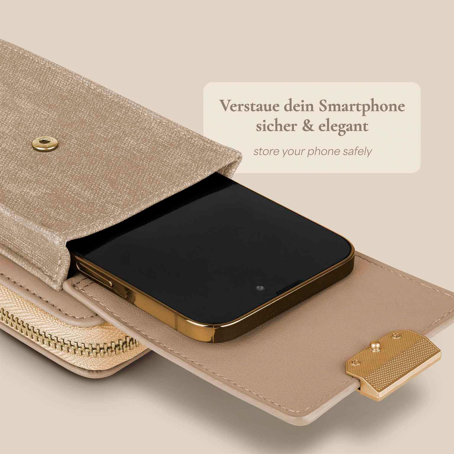 ONEFLOW Bliss Purse für Google Pixel 10 Pro Handytasche zum Umhängen Damen mit Portemonnaie, Handy Umhängetasche mit Geldbörse und Handyfach, Kleine Handtasche, Cream Beige