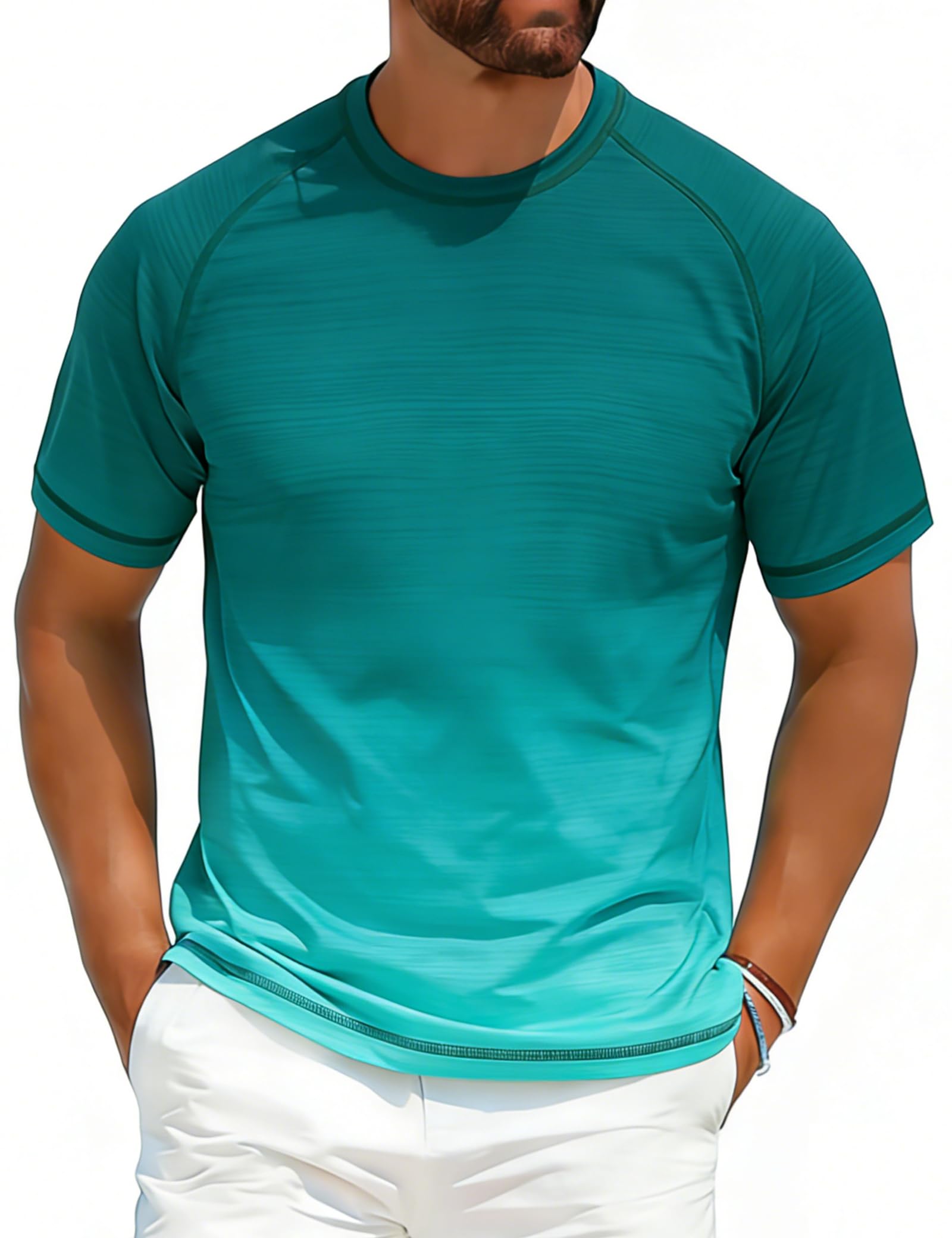ELETOP Men's Swim Shirts UPF 50+ Short Sleeve Rash Guard Sun Shirts for Beach Fishing