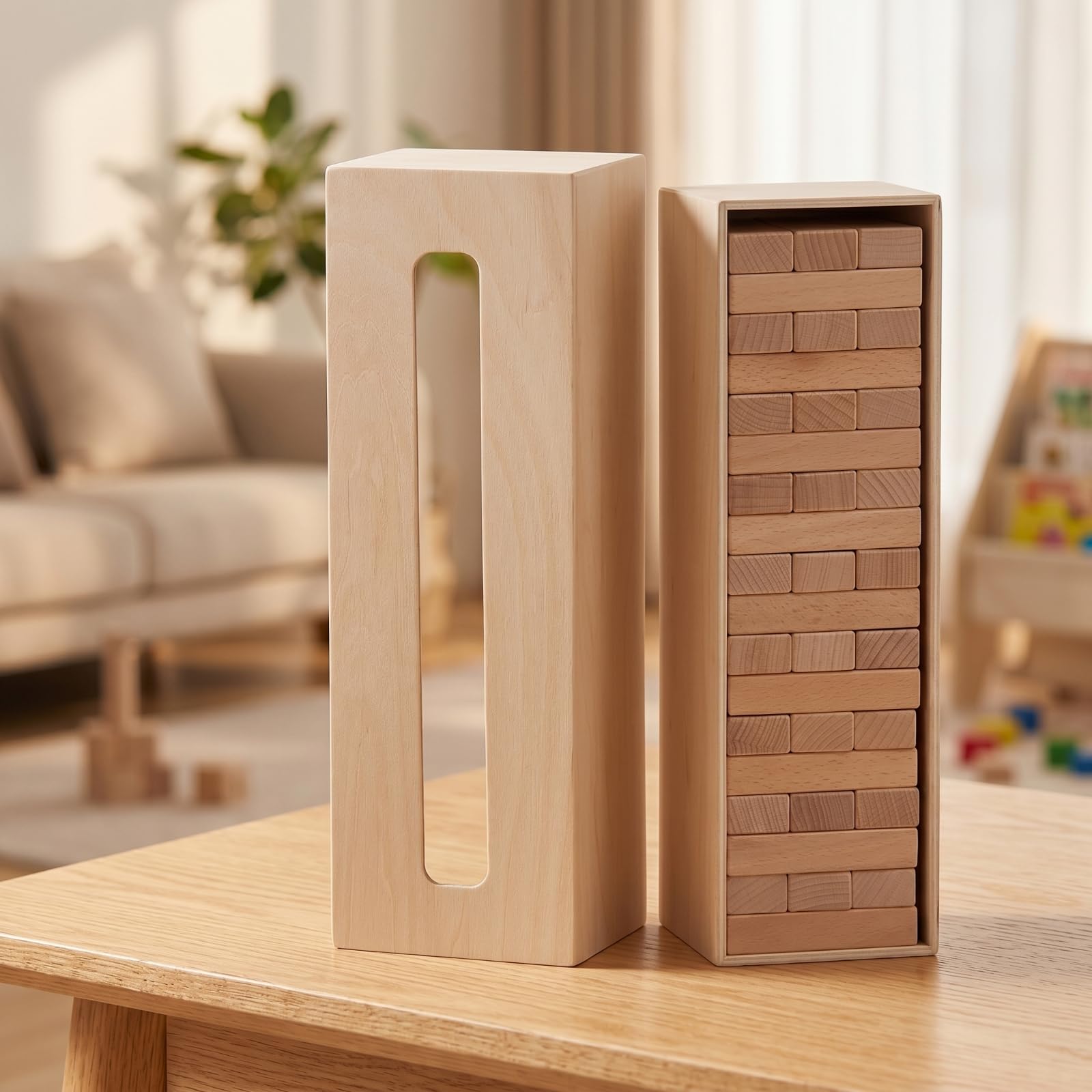 Colcolo Blocs Empilables Enfant Jeu de Construction Bloc Empilement Tour Équilibre Jeu de Société en Bois Hêtre Surface Lisse, Array, Bois Naturel, Empilement en Bois Naturel WZMM