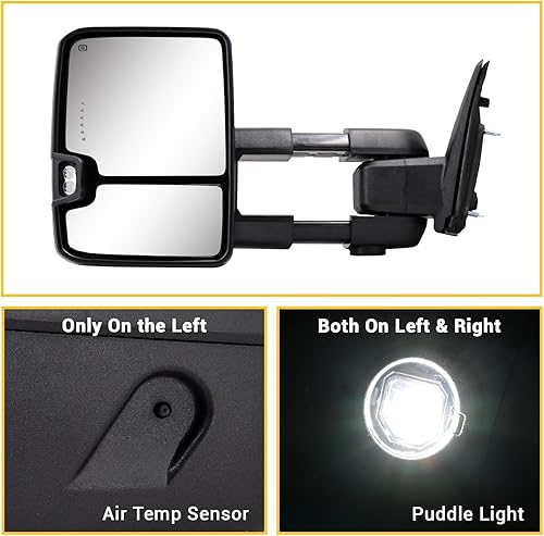Miniatura 7 de Sanooer - Espejos laterales para camioneta con direccional, calentamiento eléctrico del cristal, sensor de temperatura en la luz para el suelo y
