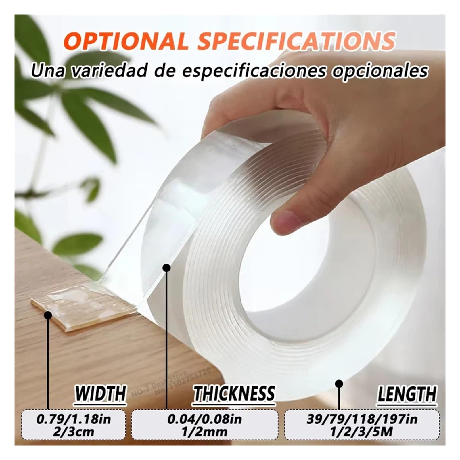 LIUCH Nastro biadesivo nano extra forte, nastro adesivo decorativo, ispessito, trasparente, impermeabile, colla, cose utili for la casa(4 Pieces,197IN-5M_0.08IN-2MM_1.18IN-3CM)