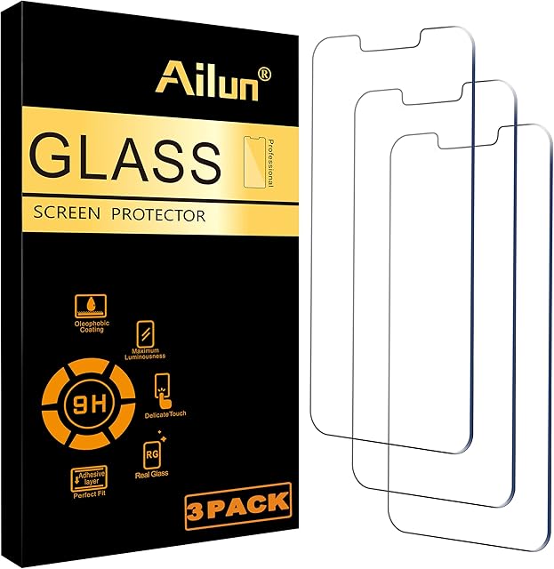 Ailun Glass Screen Protector Compatible for iPhone 14/13/13 Pro [6.1 Inch] Display 3 Pack Case Friendly Tempered Glass