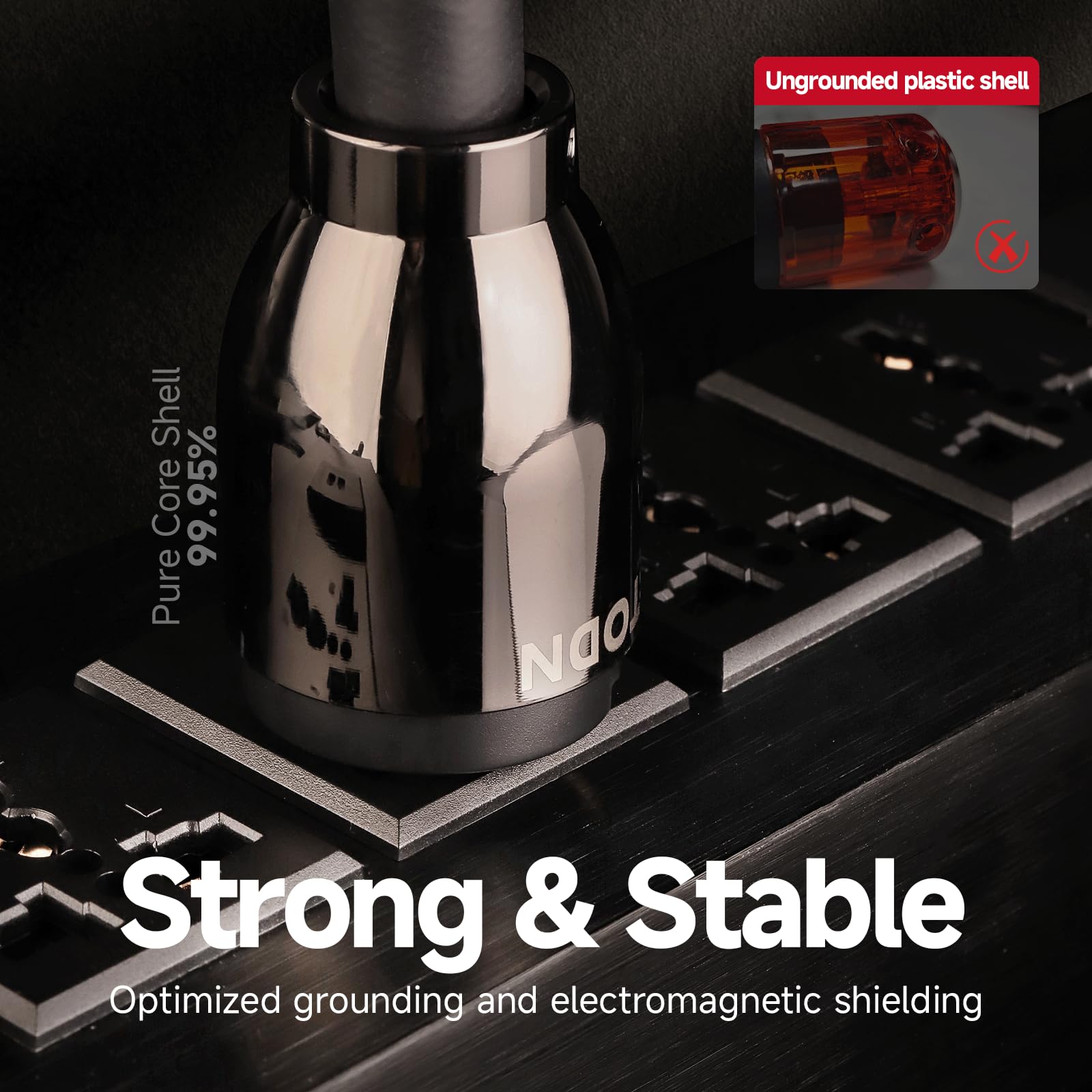 TODN HiFi OCC Netzkabel C15 1,5 m Kaltgerätekabel mit EU Schuko & IEC Plugs | 3×3,2 mm² Leiter, OFC Geflechtschirm, 24K Goldkontakte, Baumwollmantel & Kupfergehäuse für Verstärker und Audioanlagen