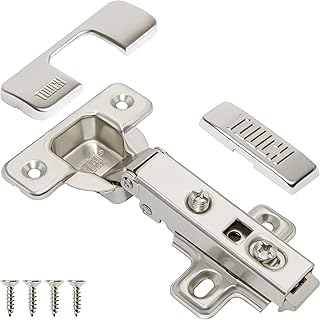 TOUCH Cabinet Hinges (1 Pair, 2 PCS) Frameless Cupboard Door Hinge Full Overlay Concealed European Clip-On Hinges for Kitchen Cabinet 3-Way Adjustable with Screws