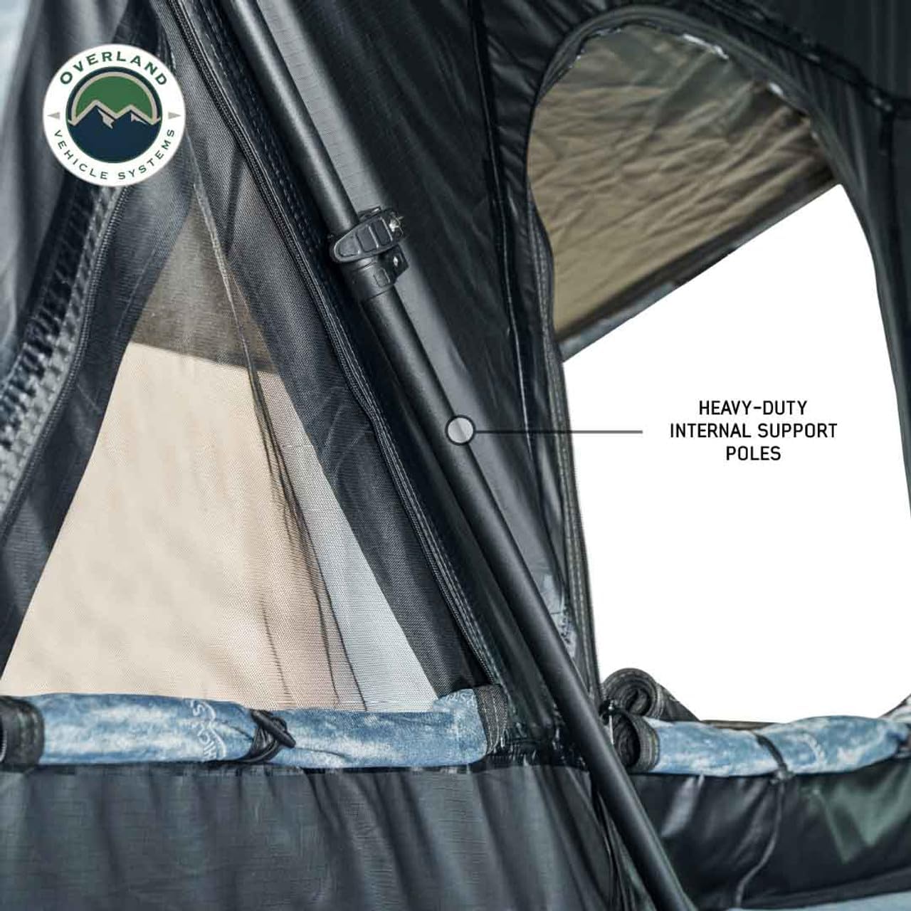 Overland Vehicle Systems XD Everest Cantilever Aluminum Hard Sheel Roof Top Tent with Black Out Kit - Grey Body & Black Rainfly