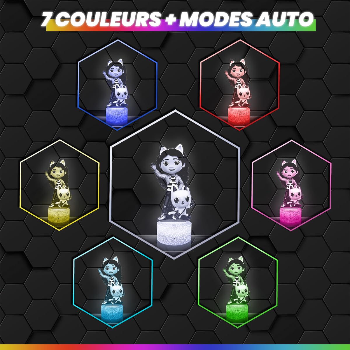 Lampephoto.fr - Lampe 3D Gabby Veilleuse Tactile Led, Effet Hologramme 3D, Idée Cadeau Noël Anniversaire Enfant Jeunesse Ado Garçon Fille, Objet décoration chambre fan de dessin animé