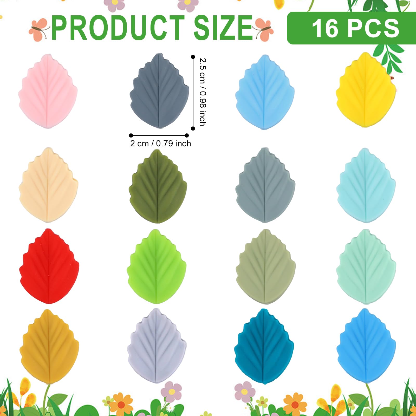 16pcs Knitting Needle Stoppers, Cute Leaf Knitting Needle Point Protectors 16 Colors Silicone Knitting Needle End Caps Needle Tip Stoppers for Quilting Sewing Supplies