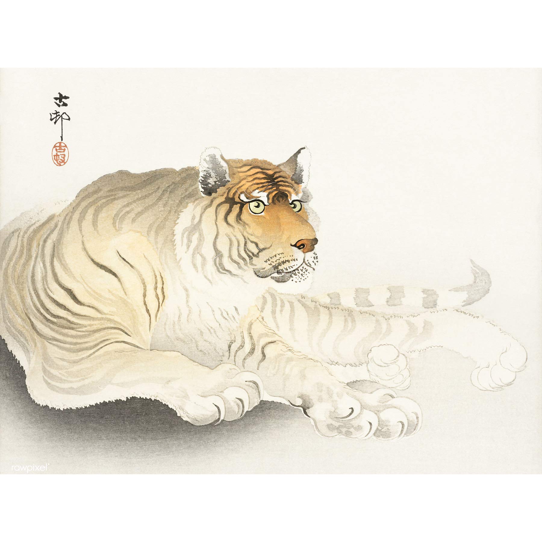 Tiger Aquarell Ohara Koson Kunstdruck Poster Wanddekoration